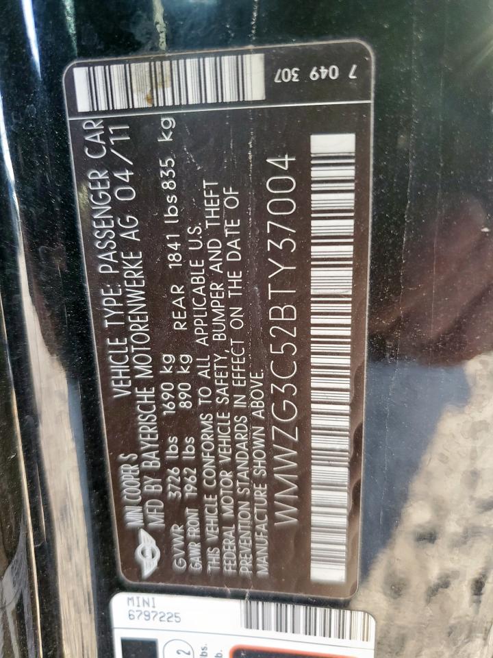 2011 Mini Cooper S Clubman VIN: WMWZG3C52BTY37004 Lot: 91429595