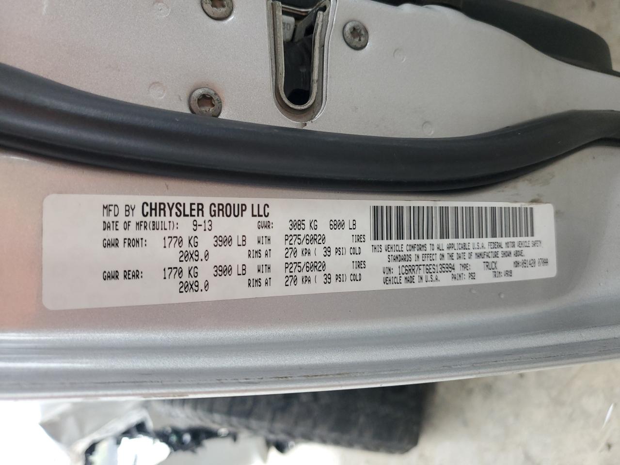 2014 Ram 1500 St VIN: 1C6RR7FT6ES135994 Lot: 93350735