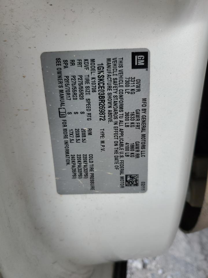 2011 Chevrolet Tahoe K1500 Ltz VIN: 1GNSKCE03BR269872 Lot: 92201365