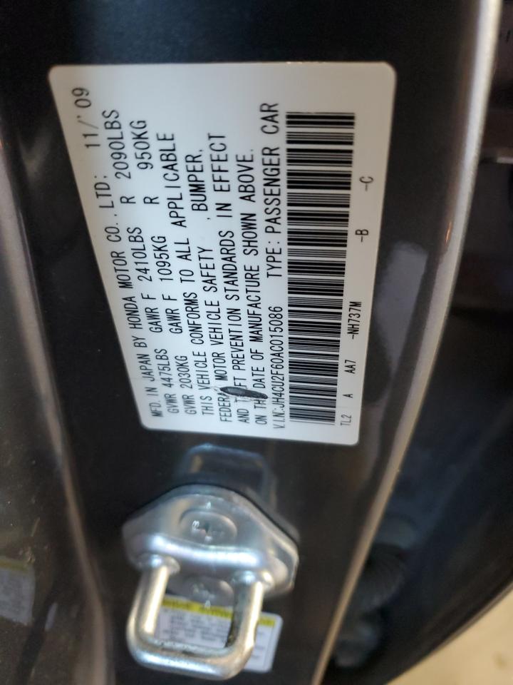 2010 Acura Tsx VIN: JH4CU2F60AC015086 Lot: 93117835