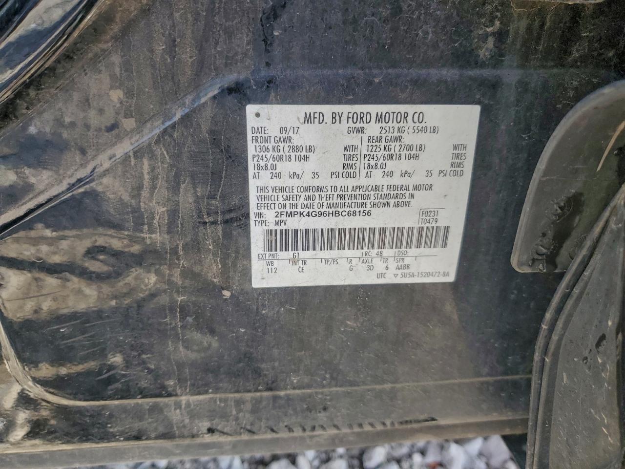 2017 Ford Edge Se VIN: 2FMPK4G96HBC68156 Lot: 93818715