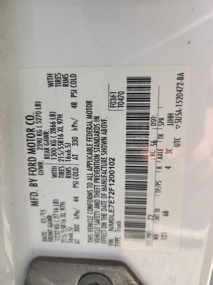 2015 Ford Transit Connect Xl VIN: NM0LE7E72F1200102 Lot: 89728785