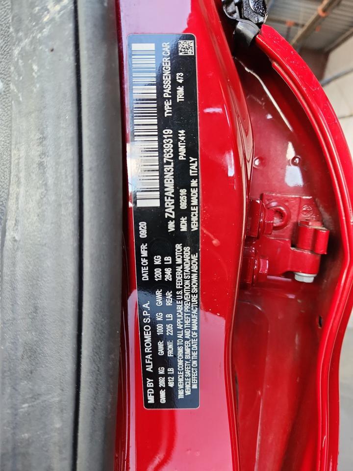 2020 Alfa Romeo Giulia Ti VIN: ZARFAMBN3L7639319 Lot: 90365415