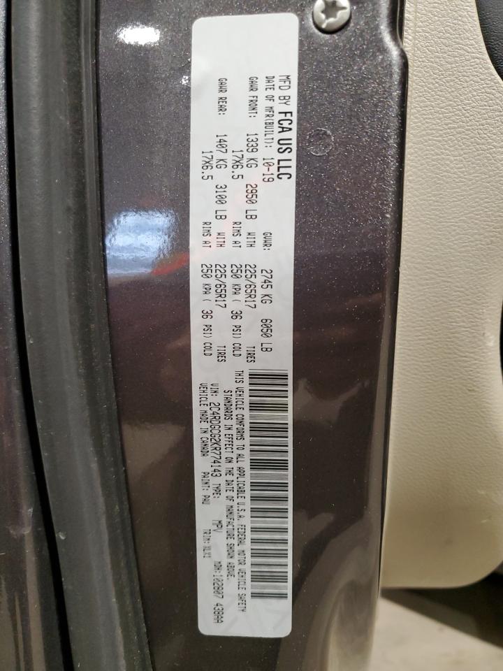 2019 Dodge Grand Caravan Sxt VIN: 2C4RDGCG2KR774143 Lot: 91707825