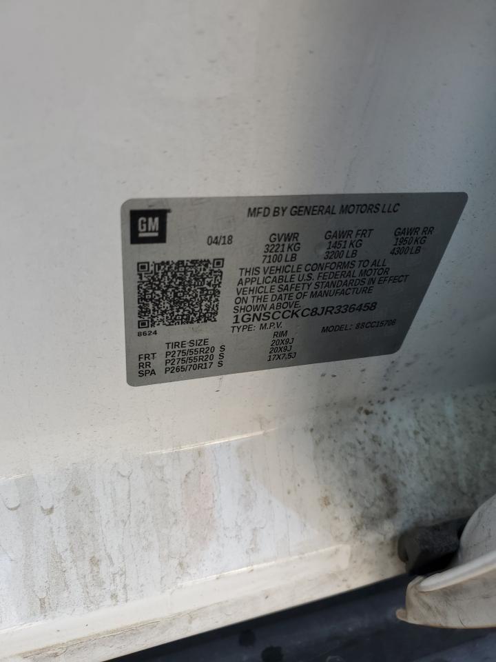 2018 Chevrolet Tahoe C1500 Premier VIN: 1GNSCCKC8JR336458 Lot: 91878105