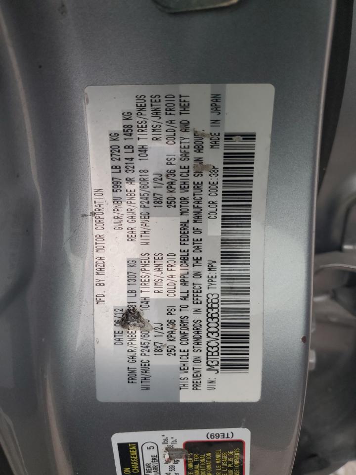 2012 Mazda Cx-9 VIN: JM3TB3CV3C0363663 Lot: 93143975