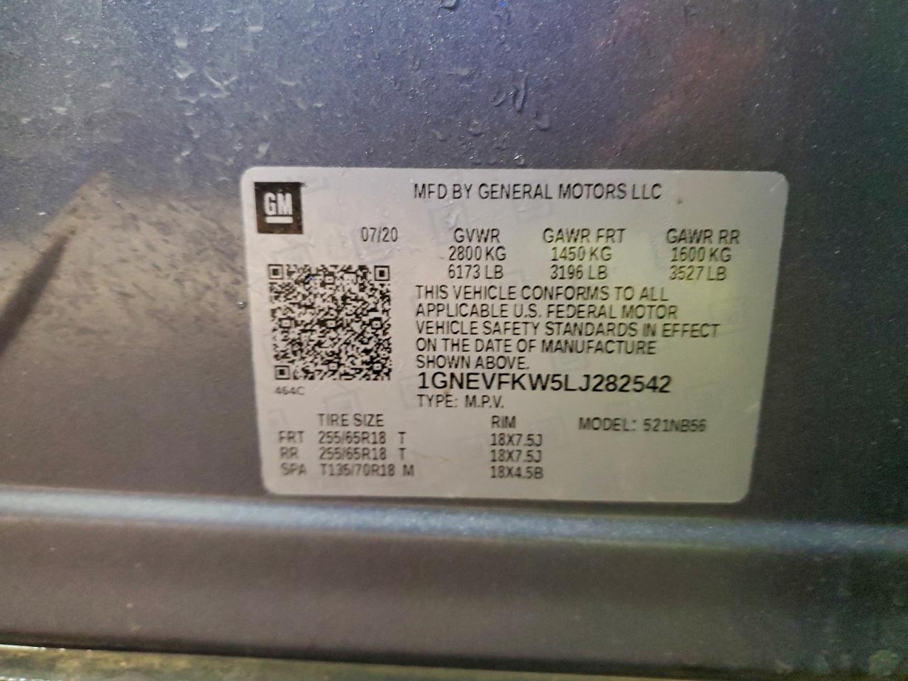 2020 Chevrolet Traverse Ls VIN: 1GNEVFKW5LJ282542 Lot: 93839975