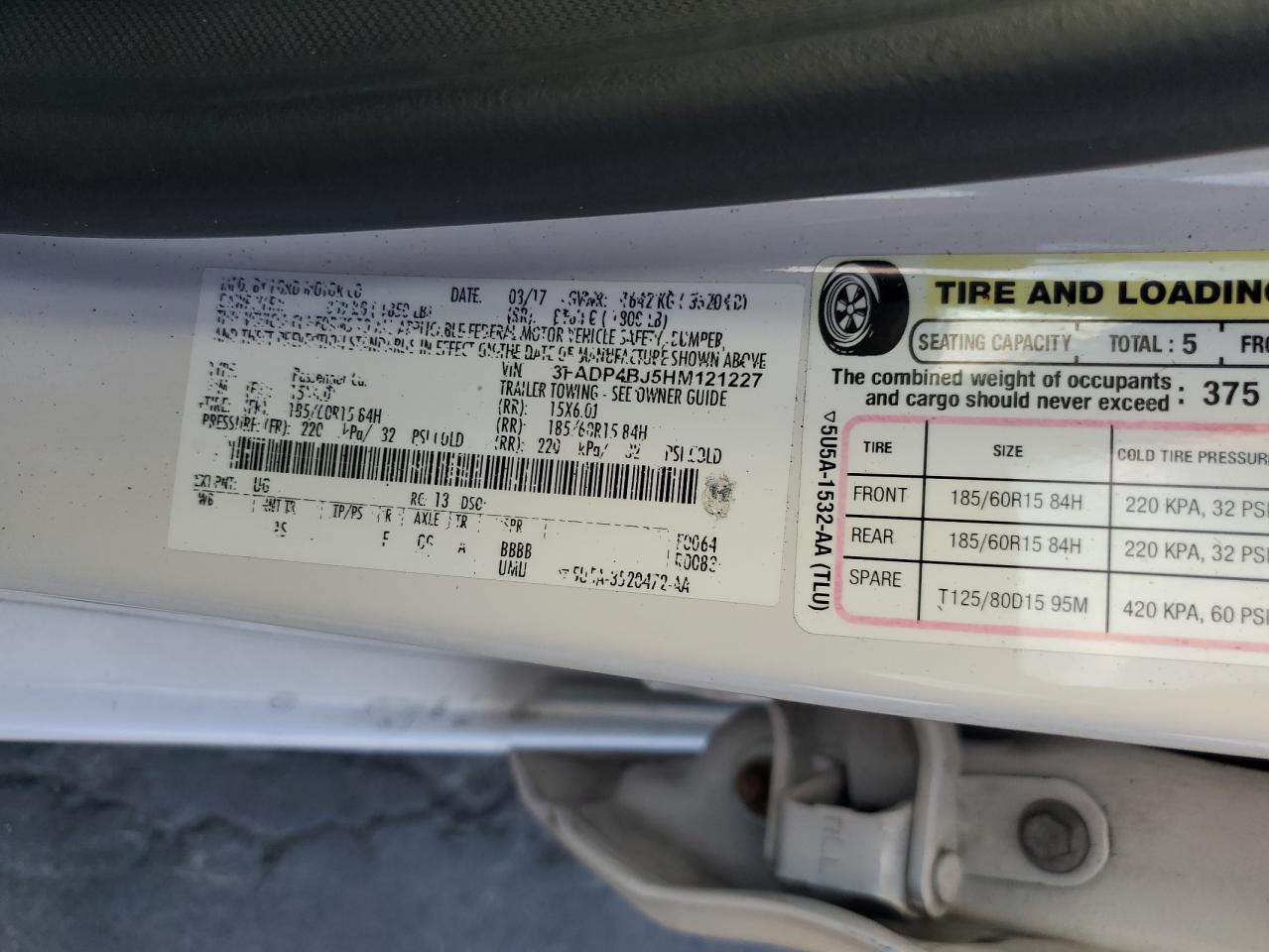 2017 Ford Fiesta Se VIN: 3FADP4BJ5HM121227 Lot: 91645895