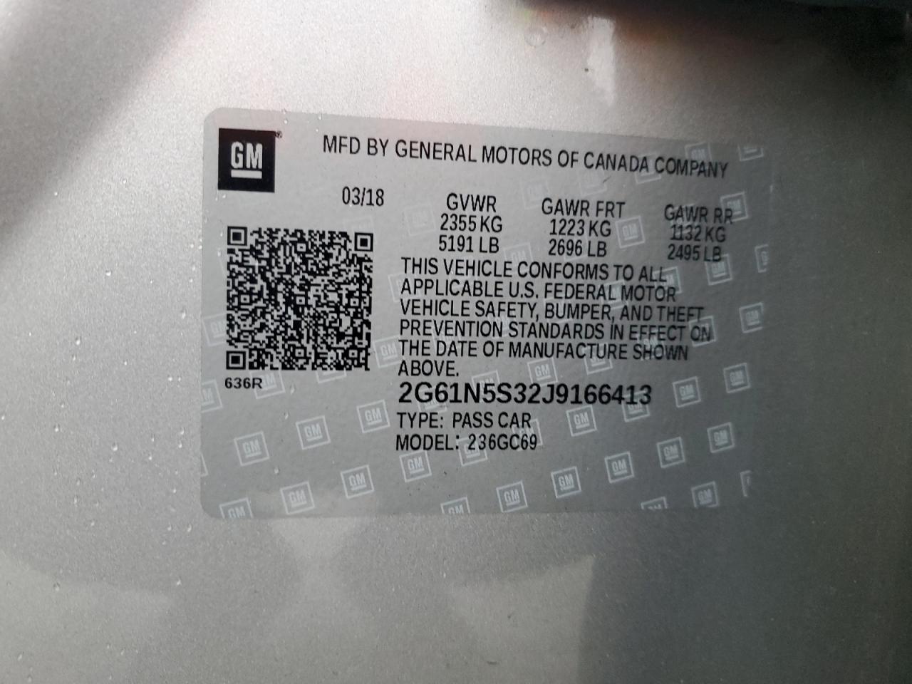 2018 Cadillac Xts Luxury VIN: 2G61N5S32J9166413 Lot: 94070405