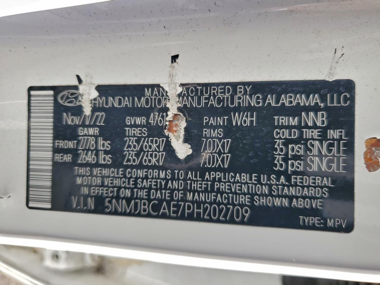 2023 Hyundai Tucson Sel VIN: 5NMJBCAE7PH202709 Lot: 93668095