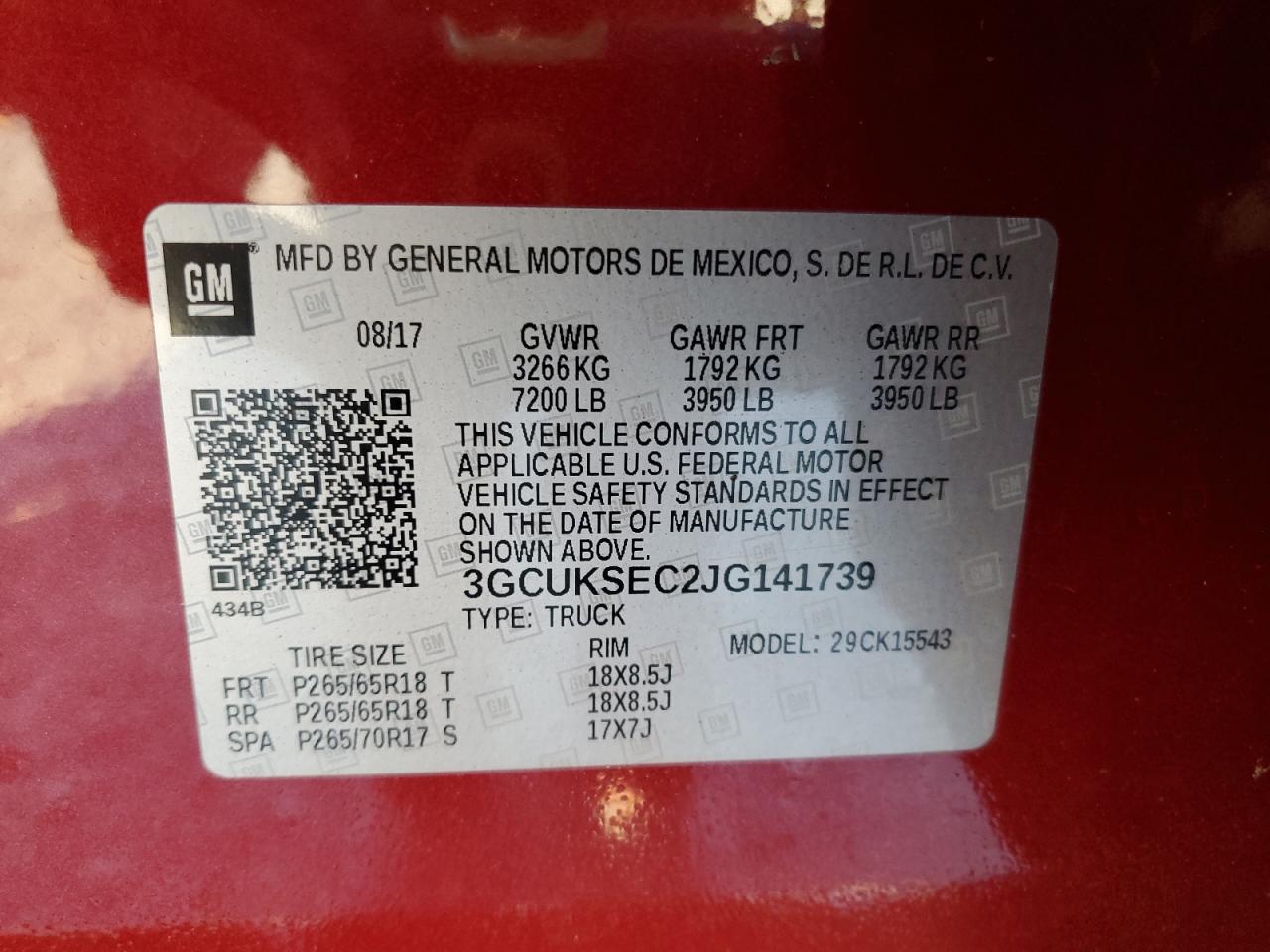 2018 Chevrolet Silverado K1500 Ltz VIN: 3GCUKSEC2JG141739 Lot: 92051135