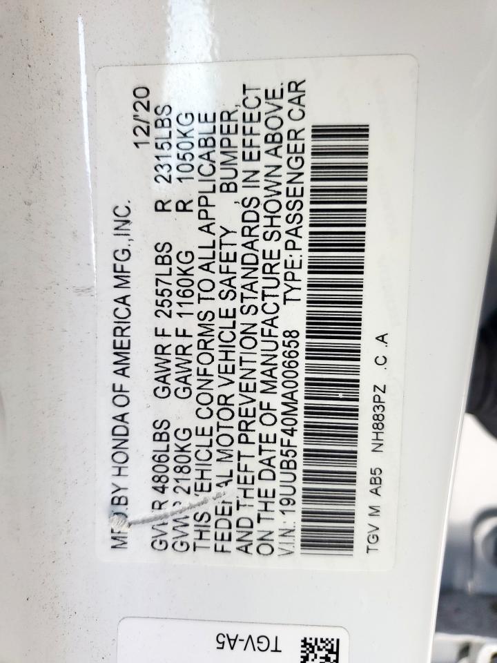 2021 Acura Tlx Technology VIN: 19UUB5F40MA006658 Lot: 92929415
