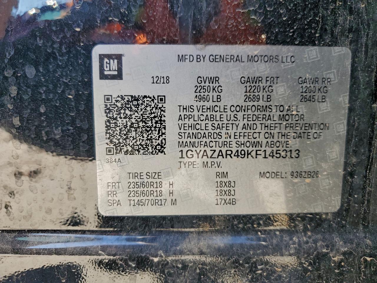 2019 Cadillac Xt4 Luxury VIN: 1GYAZAR49KF145313 Lot: 94216115