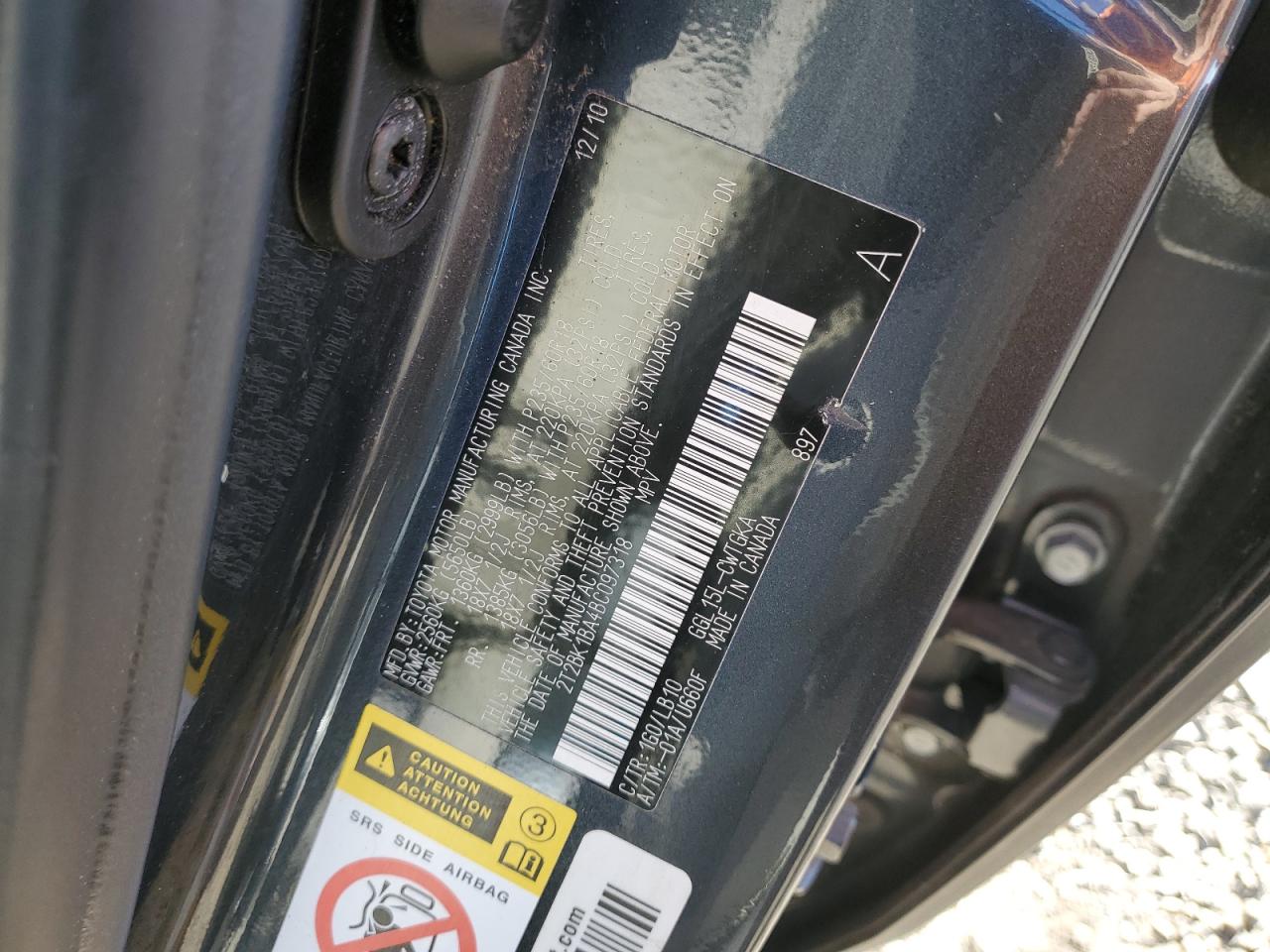 2011 Lexus Rx 350 VIN: 2T2BK1BA4BC097318 Lot: 93218655