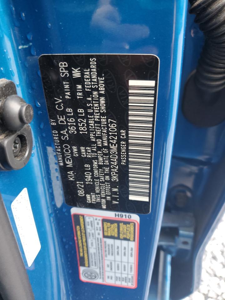 2021 Kia Rio Lx VIN: 3KPA24AD3ME421067 Lot: 90877135