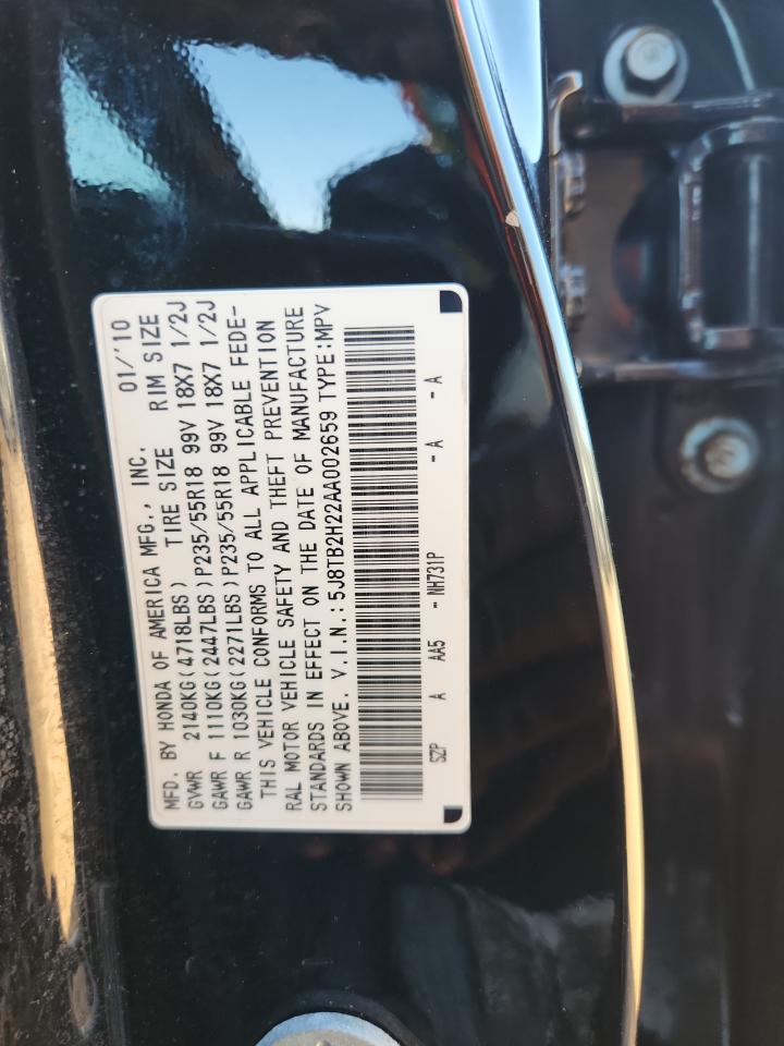 2010 Acura Rdx VIN: 5J8TB2H22AA002659 Lot: 92481895