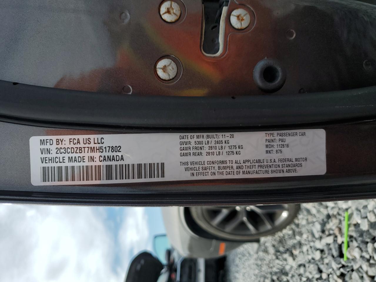 2021 Dodge Challenger R/T VIN: 2C3CDZBT7MH517802 Lot: 92089655