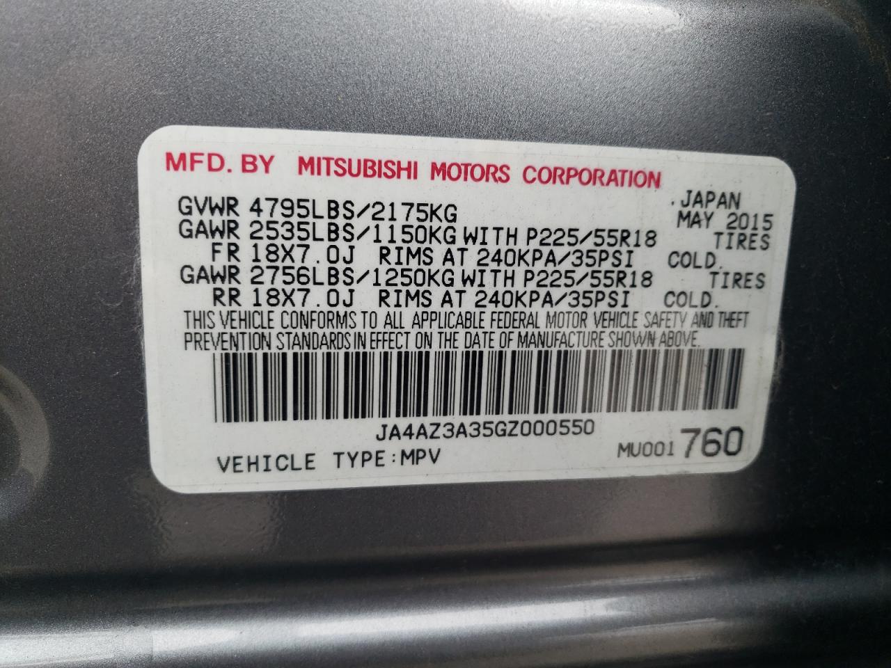 2016 Mitsubishi Outlander Se VIN: JA4AZ3A35GZ000550 Lot: 91714065