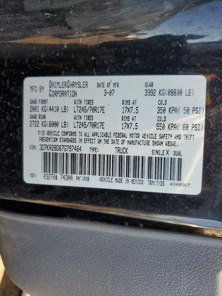 2007 Dodge Ram 2500 St VIN: 3D7KR28D67G797464 Lot: 92357415