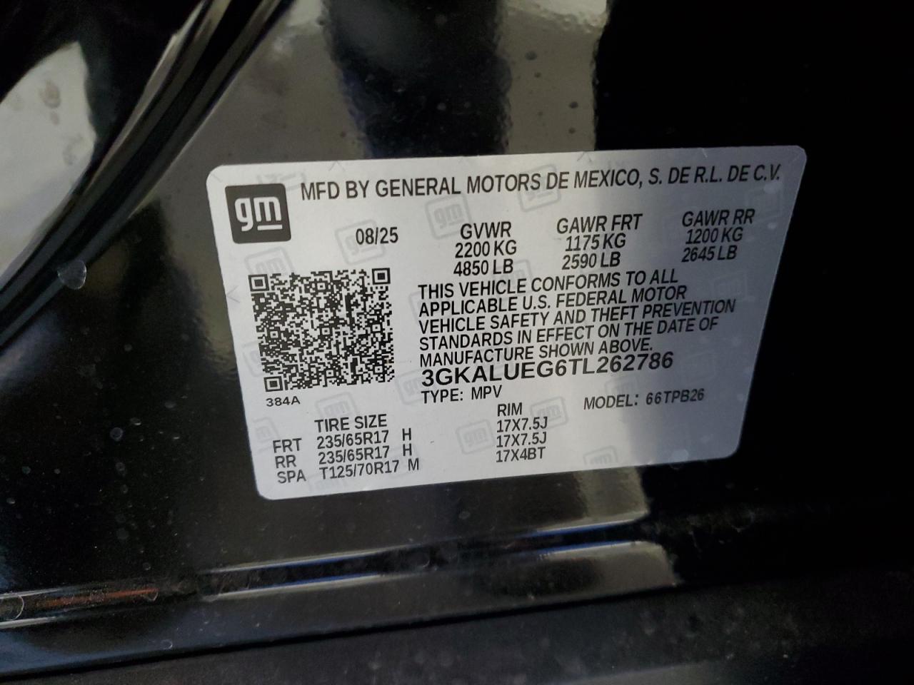 2026 GMC Terrain Elevation VIN: 3GKALUEG6TL262786 Lot: 91848205