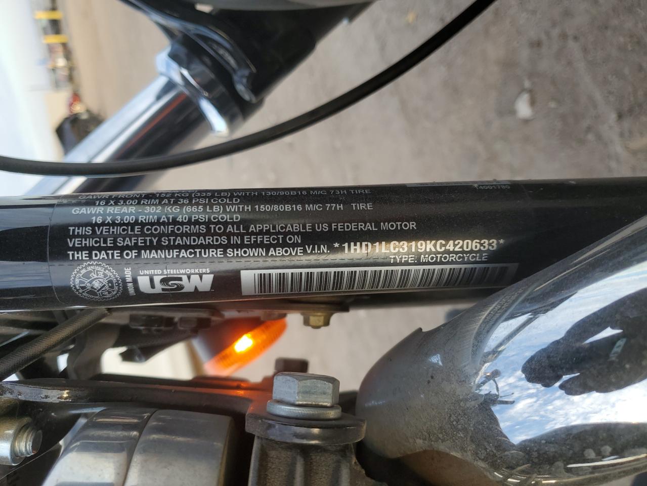 2019 Harley-Davidson Xl1200 X VIN: 1HD1LC319KC420633 Lot: 92586995