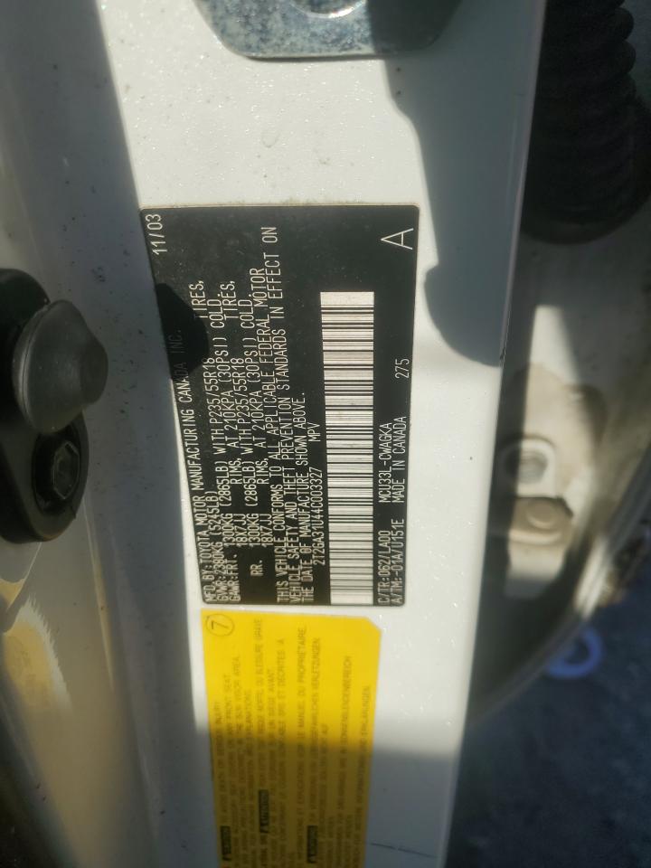 2004 Lexus Rx 330 VIN: 2T2GA31U44C003327 Lot: 90641705