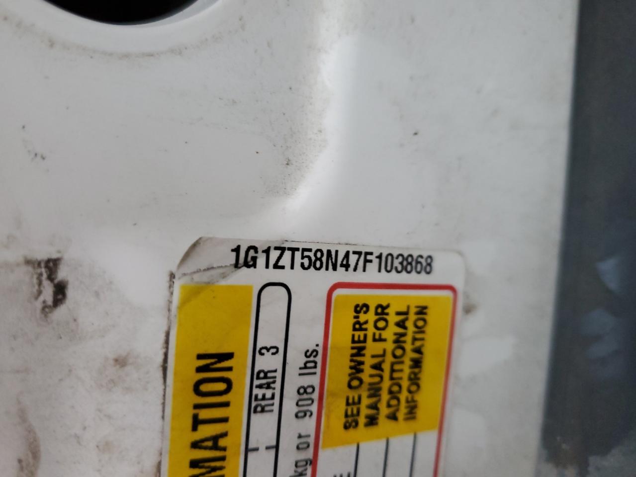 2007 Chevrolet Malibu Lt VIN: 1G1ZT58N47F103868 Lot: 92979255