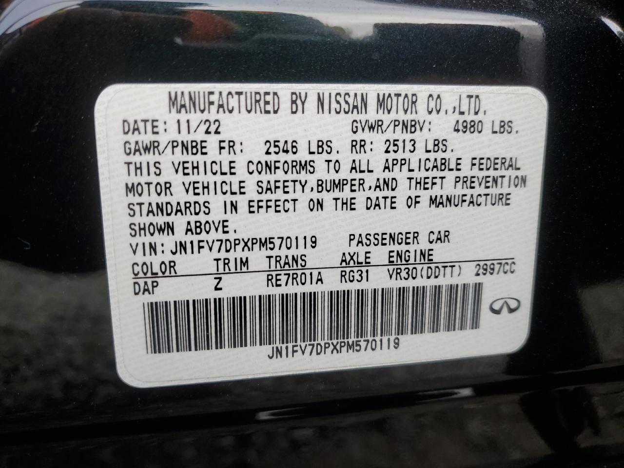 2023 Infiniti Q50 Red Sport 400 VIN: JN1FV7DPXPM570119 Lot: 89926745