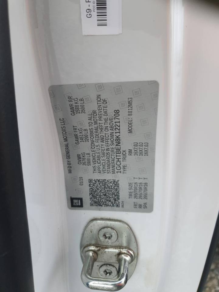 2019 Chevrolet Colorado VIN: 1GCHTBEN8K1221708 Lot: 91821895