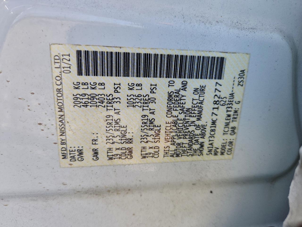 2021 Nissan Rogue Sl VIN: 5N1AT3CB1MC718277 Lot: 94373165