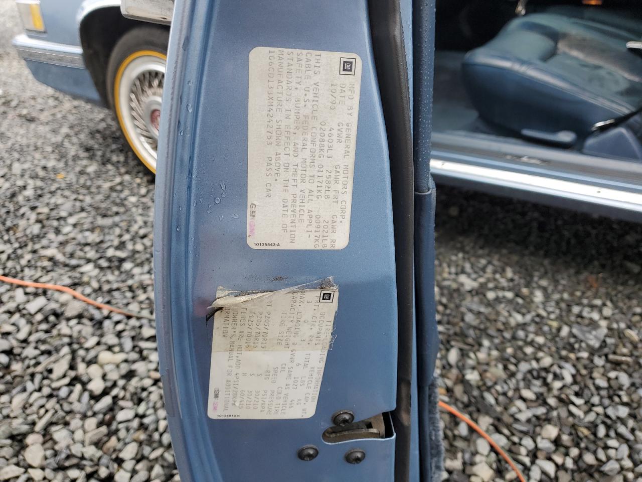 1991 Cadillac Deville VIN: 1G6CD13BXM4242753 Lot: 93219425