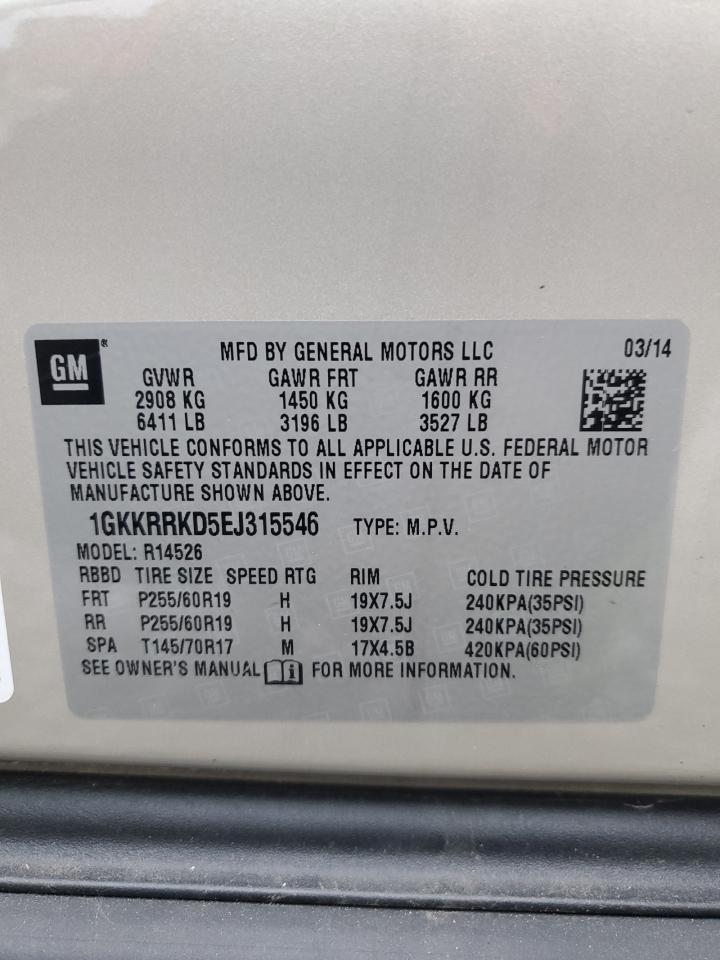 2014 GMC Acadia Slt-1 VIN: 1GKKRRKD5EJ315546 Lot: 92680105