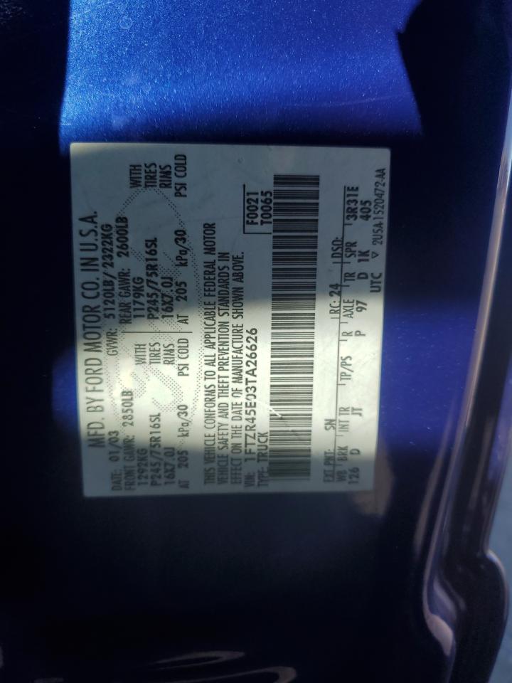 2003 Ford Ranger Super Cab VIN: 1FTZR45E03TA26626 Lot: 91582995