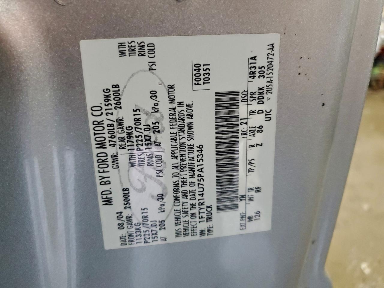 2005 Ford Ranger Super Cab VIN: 1FTYR14U75PA15346 Lot: 94238595