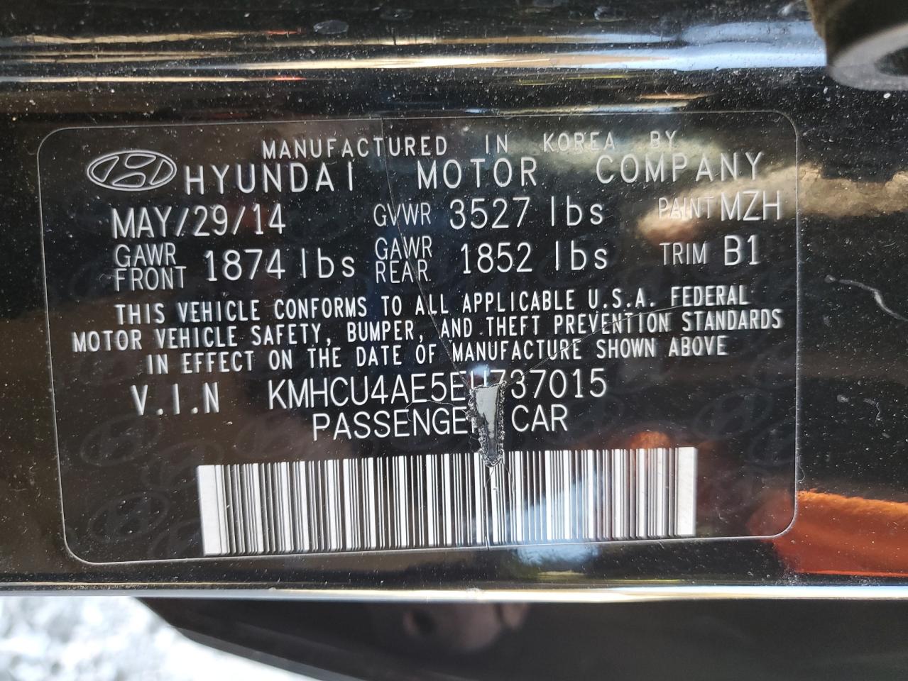 2014 Hyundai Accent Gls VIN: KMHCU4AE5EU737015 Lot: 91290685