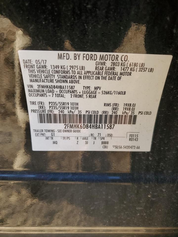 2017 Ford Flex Limited VIN: 2FMHK6D84HBA11587 Lot: 89849325