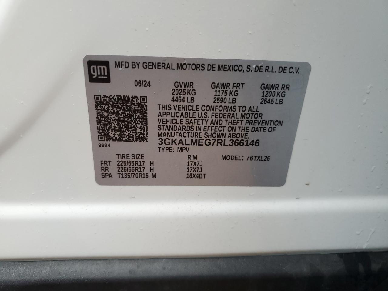 2024 GMC Terrain Sle VIN: 3GKALMEG7RL366146 Lot: 93783035