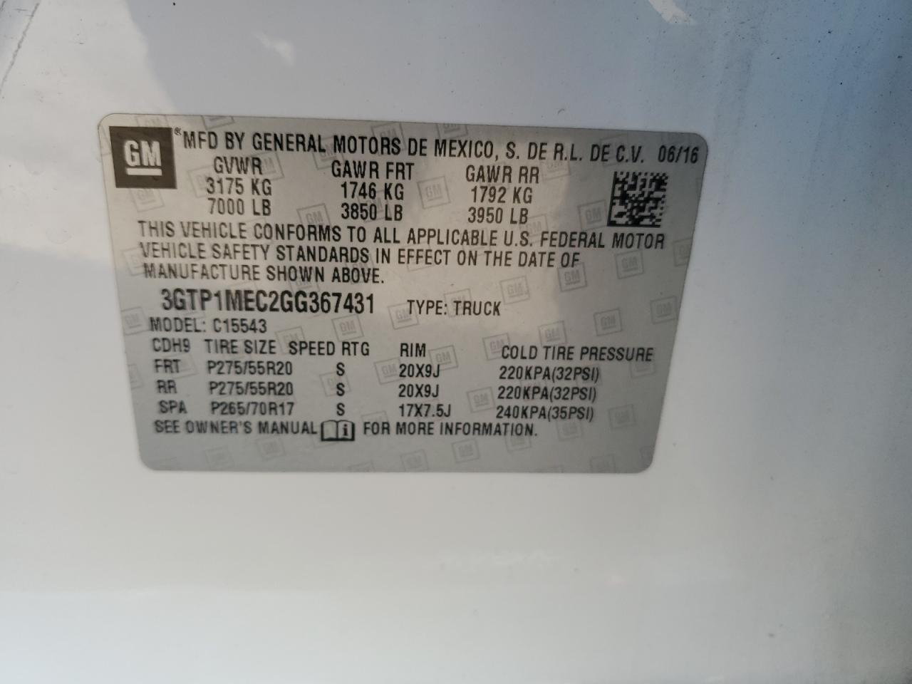 2016 GMC Sierra C1500 Sle VIN: 3GTP1MEC2GG367431 Lot: 92482965