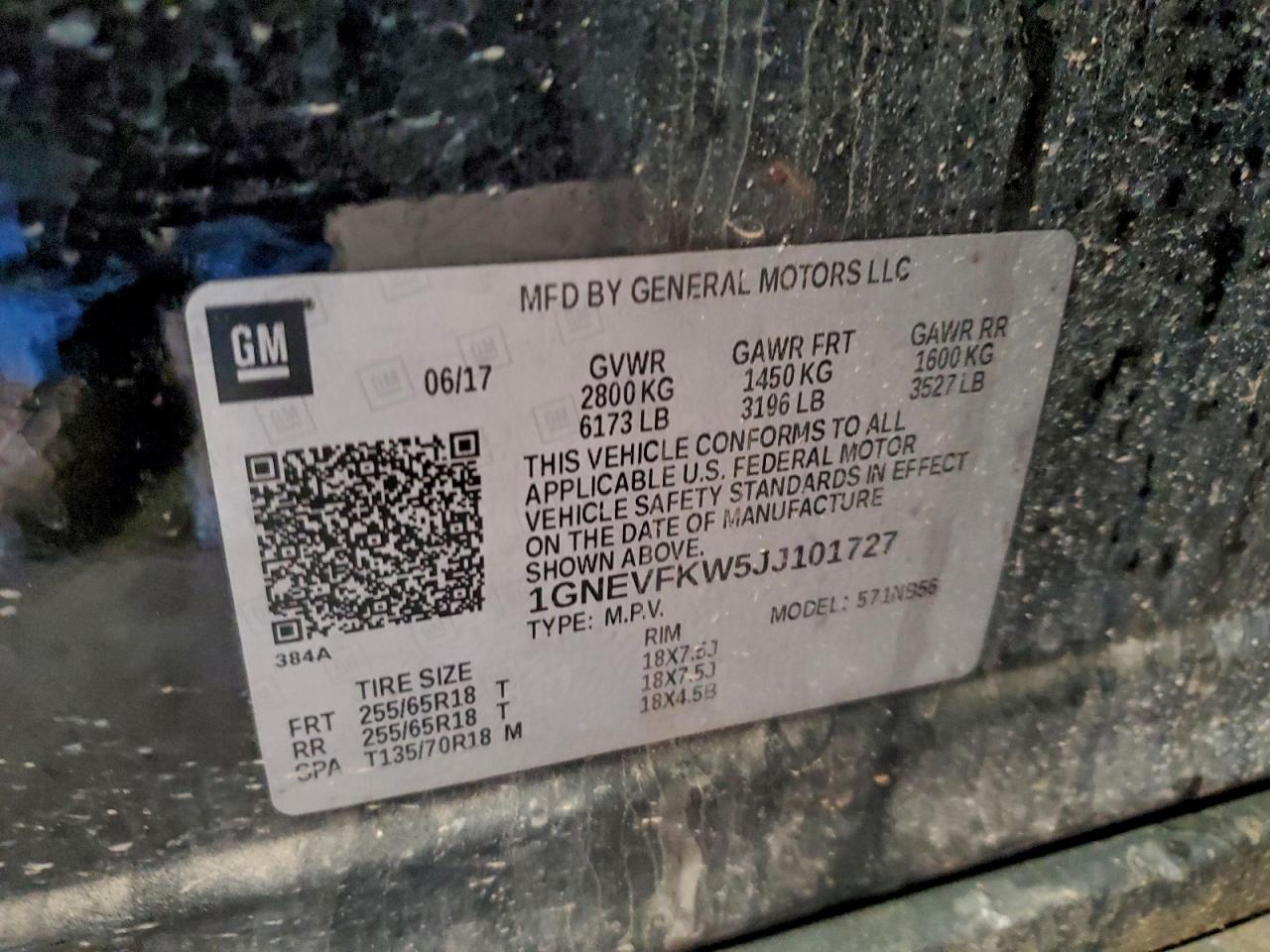 2018 Chevrolet Traverse Ls VIN: 1GNEVFKW5JJ101727 Lot: 92457065