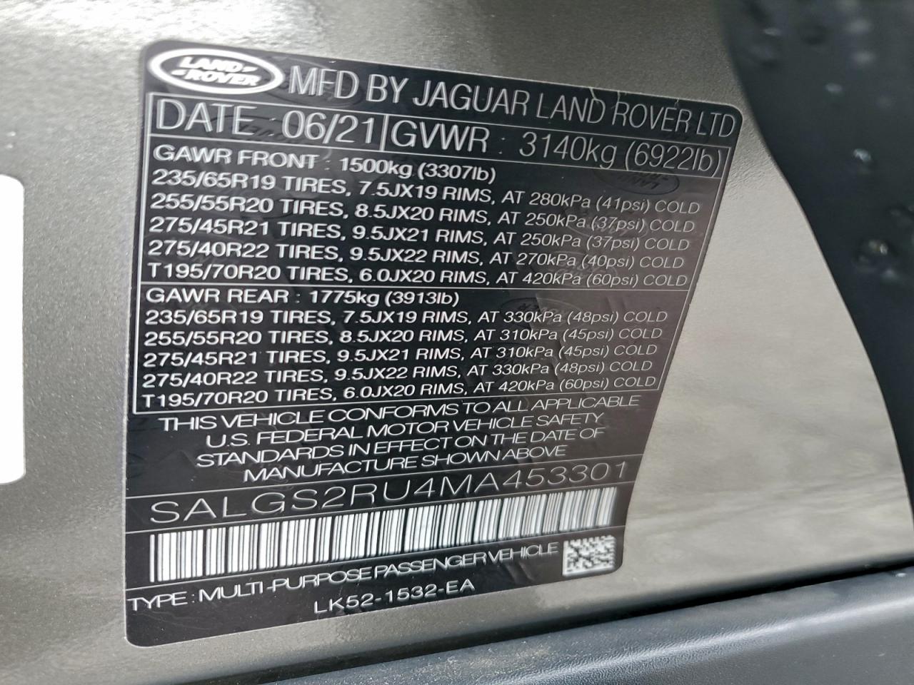 2021 Land Rover Range Rover Hse Westminster Edition VIN: SALGS2RU4MA453301 Lot: 93699145