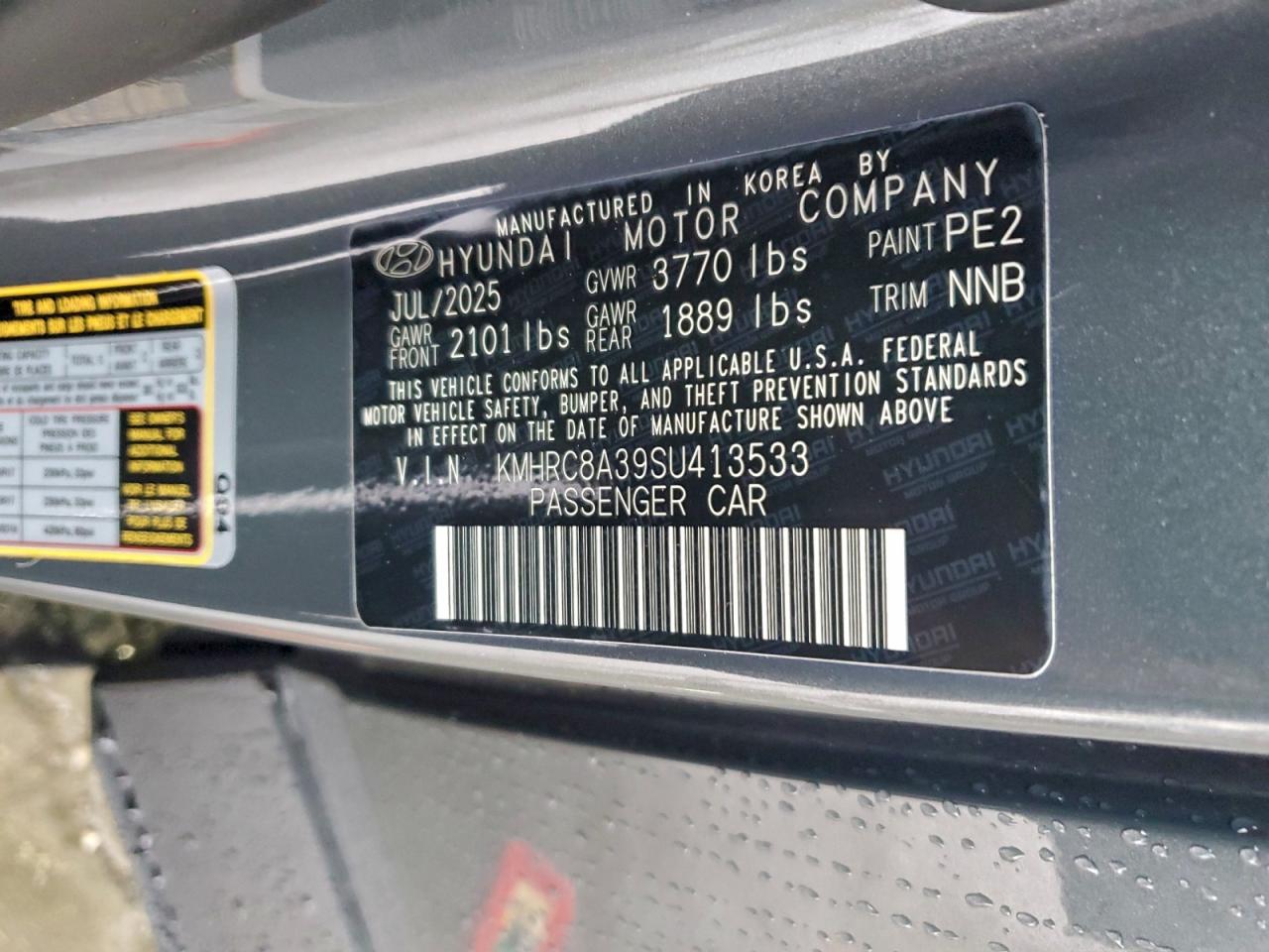 2025 Hyundai Venue Sel VIN: KMHRC8A39SU413533 Lot: 94148085