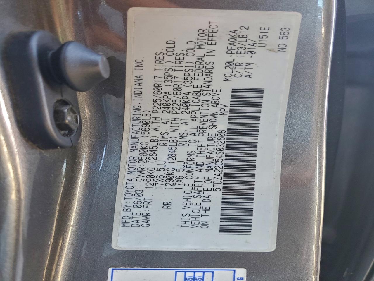 2004 Toyota Sienna Xle VIN: 5TDZA22C54S032808 Lot: 93953205