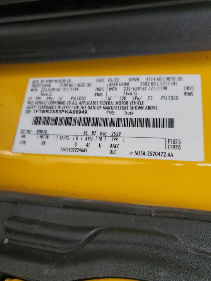 2023 Ford Transit 250 Delivery Van VIN: 1FTBR2X83PKA66949 Lot: 87315085