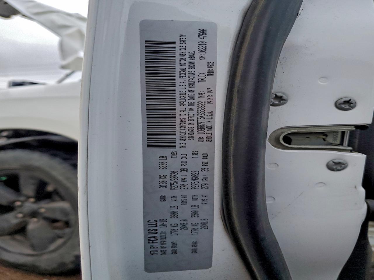 2019 Ram 1500 Classic Tradesman VIN: 1C6RR7FT5KS553622 Lot: 93007995