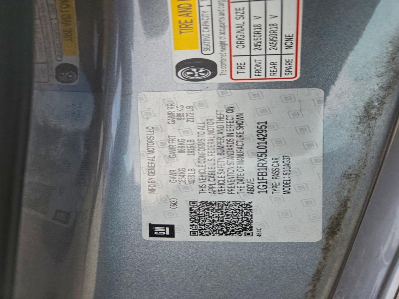 2020 Chevrolet Camaro Ls VIN: 1G1FB1RX5L0142951 Lot: 94297495