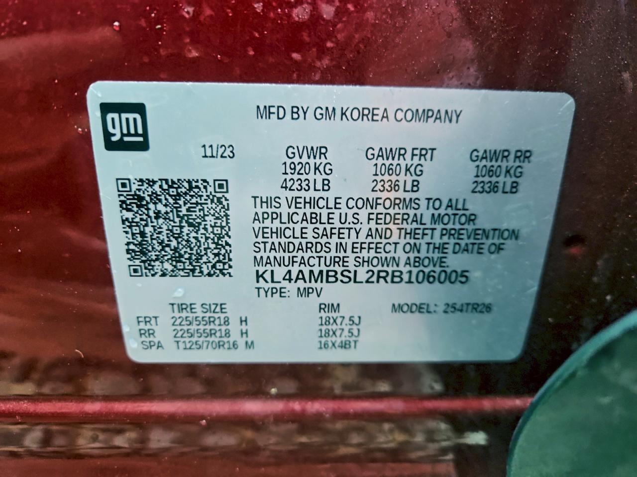 2024 Buick Encore Gx Preferred VIN: KL4AMBSL2RB106005 Lot: 93507125