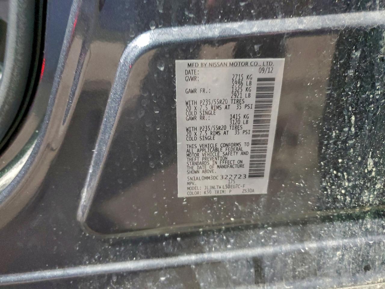 2013 Infiniti Jx35 VIN: 5N1AL0MM3DC322723 Lot: 93891595