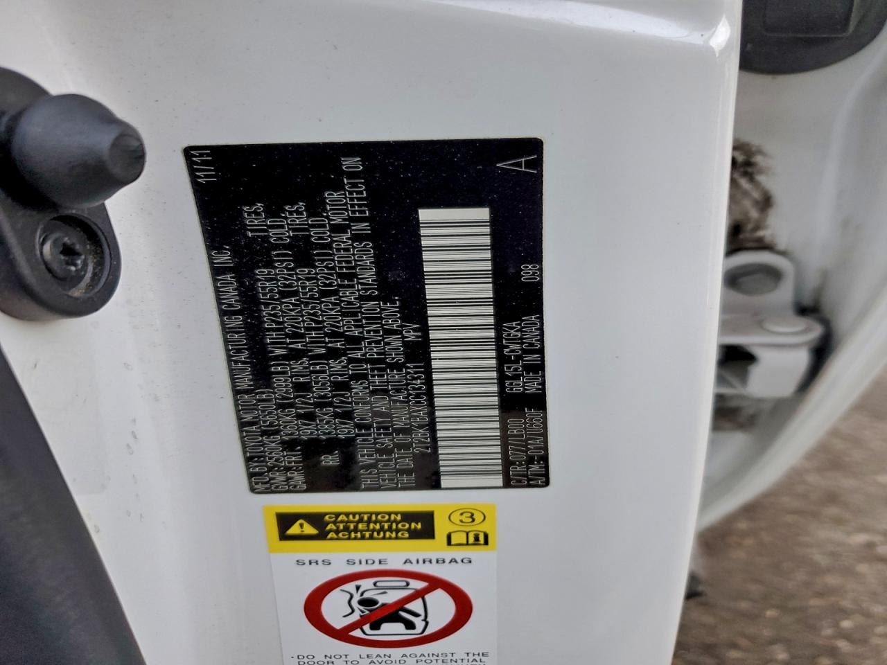 2012 Lexus Rx 350 VIN: 2T2BK1BAXCC134311 Lot: 94996485