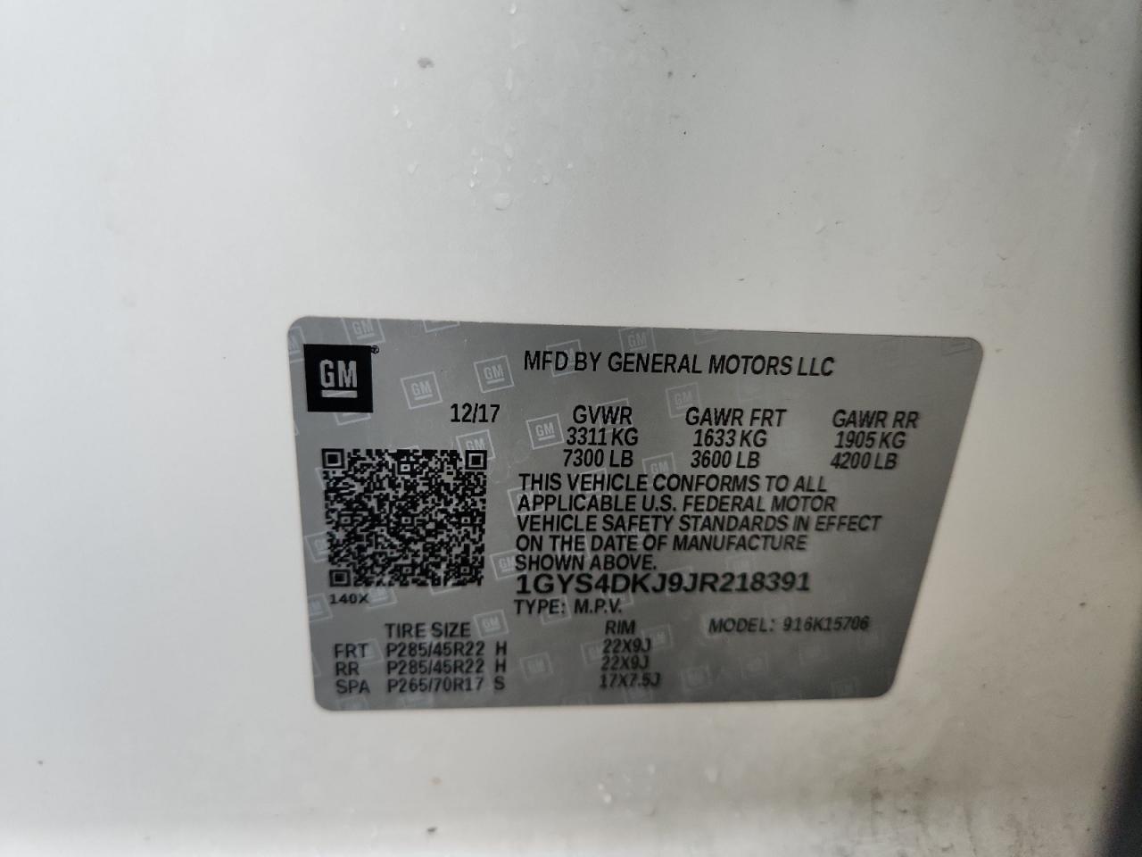 2018 Cadillac Escalade Platinum VIN: 1GYS4DKJ9JR218391 Lot: 92008715