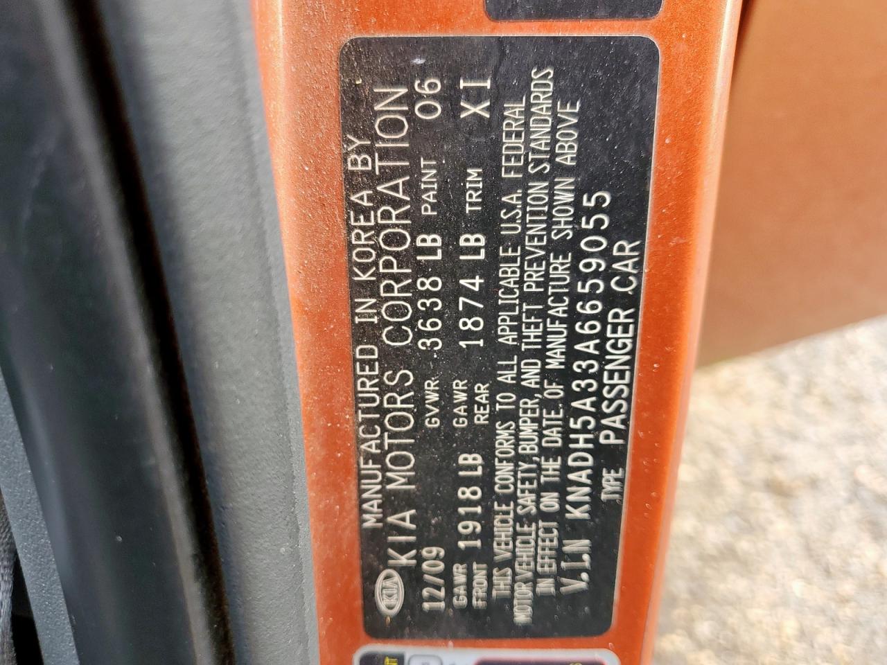 2010 Kia Rio Lx VIN: KNADH5A33A6659055 Lot: 93411165